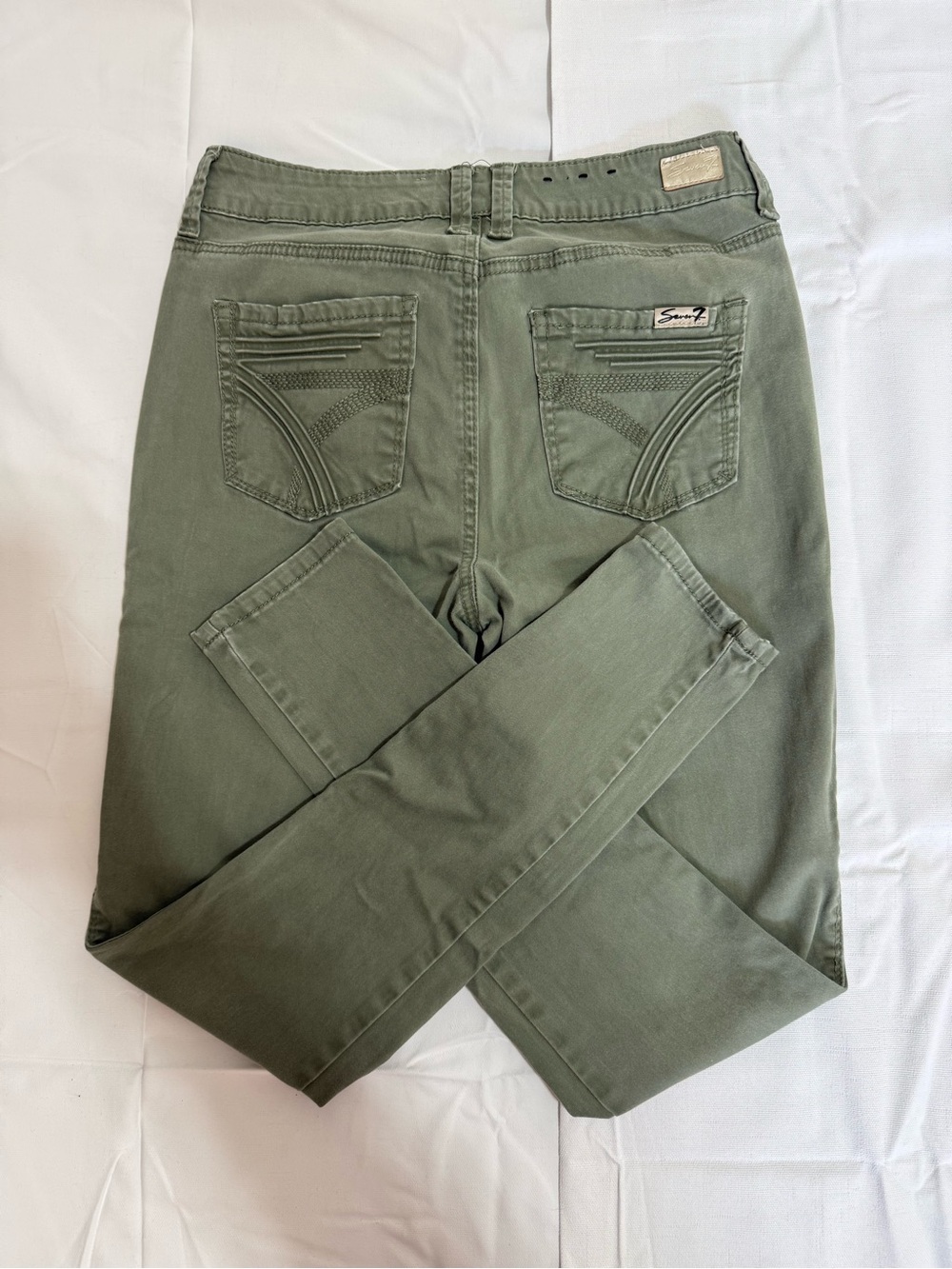 Seven7  Slim Fit Olive Green Womens Jeans